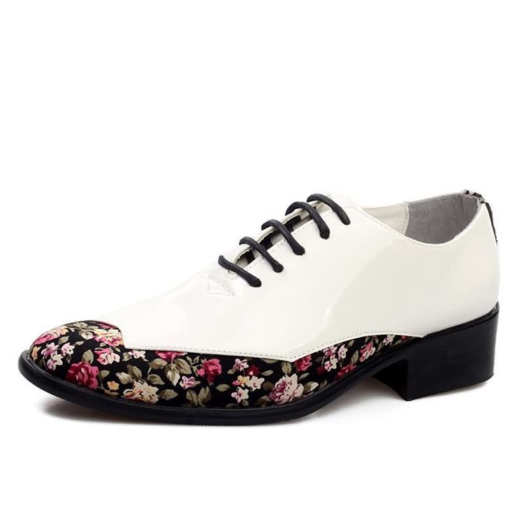 Floral Patchwork Low-cut Upper Men's Dress Shoes