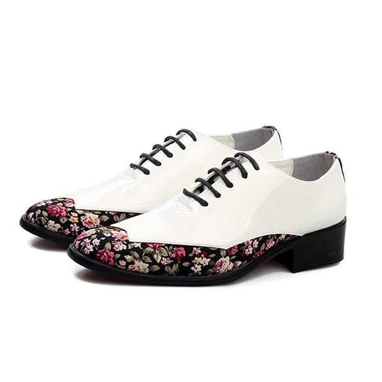 Floral Patchwork Low-cut Upper Men's Dress Shoes