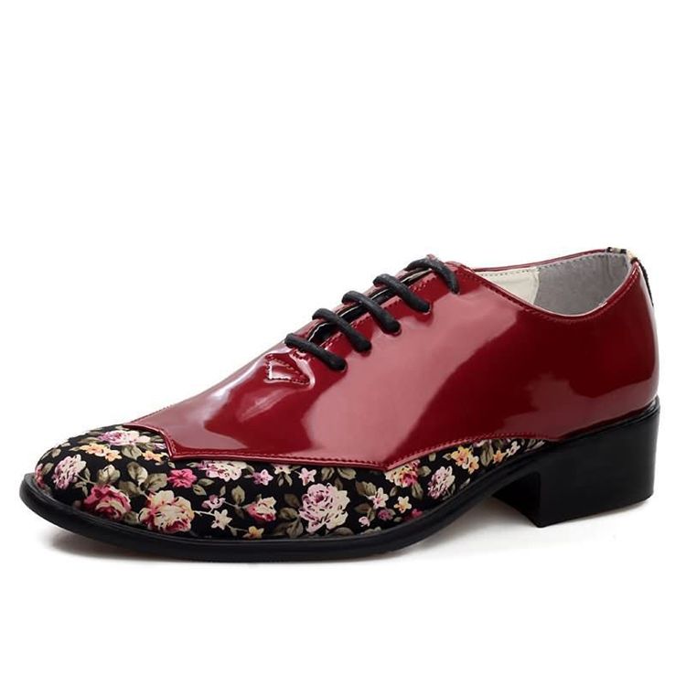 Floral Patchwork Low-cut Upper Men's Dress Shoes