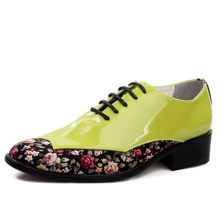 Floral Patchwork Low-cut Upper Men's Dress Shoes