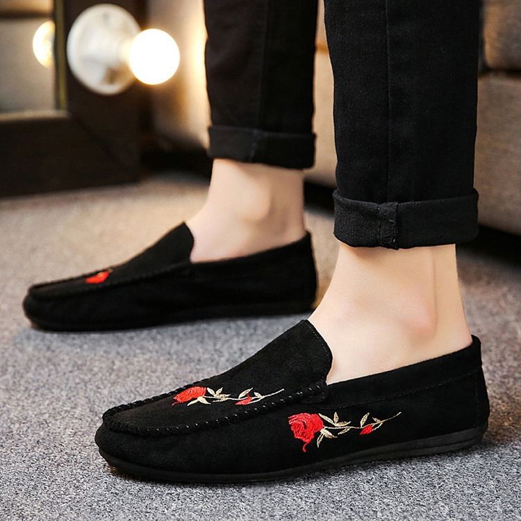 Floral Slip-on Flat Heel Cotton Thin Shoes Oxfords Til Mænd