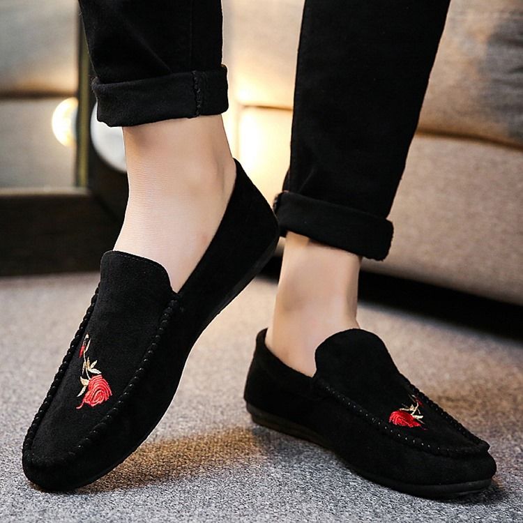 Floral Slip-on Flat Heel Cotton Thin Shoes Oxfords Til Mænd