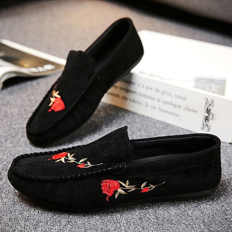 Floral Slip-on Flat Heel Cotton Thin Shoes Oxfords Til Mænd