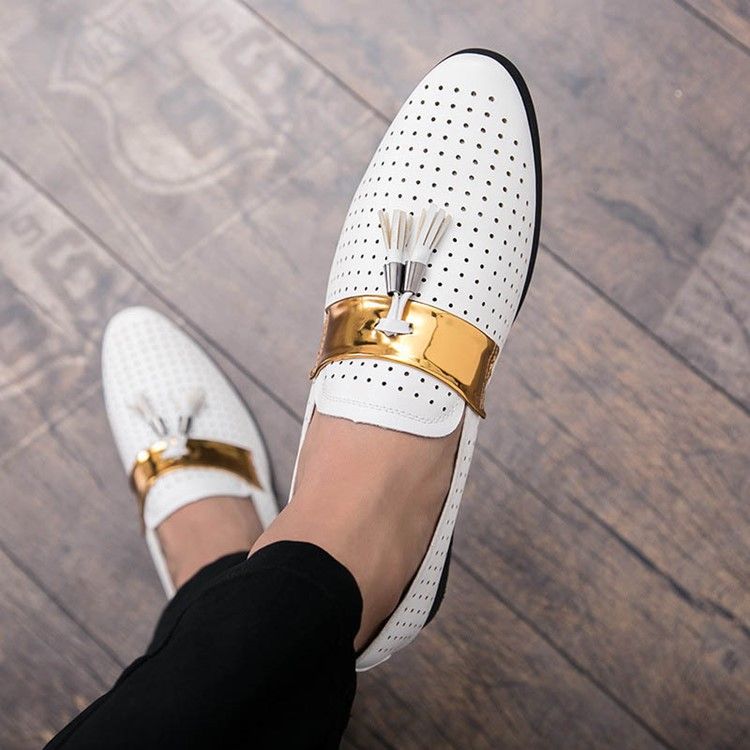 Hollow Fringe Color Block Slip-on Oxfords Til Mænd