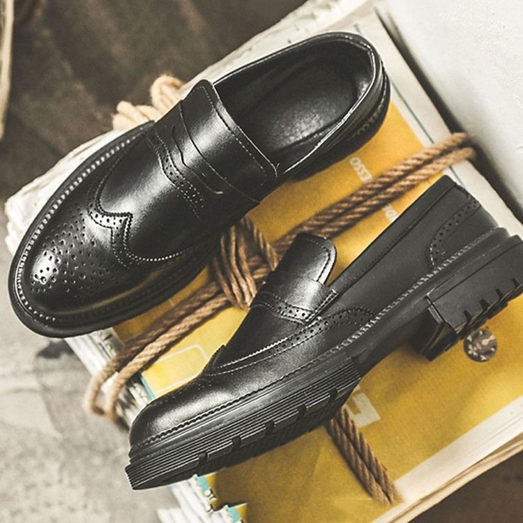 Low-cut Upper Plain Round Toe Pu Oxfords Til Mænd