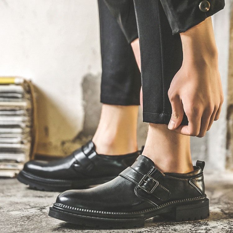 Low-cut Upper Plain Round Toe Pu Oxfords Til Mænd