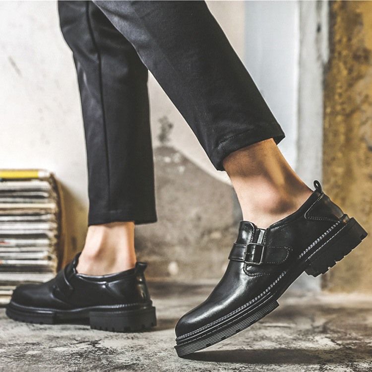 Low-cut Upper Plain Round Toe Pu Oxfords Til Mænd