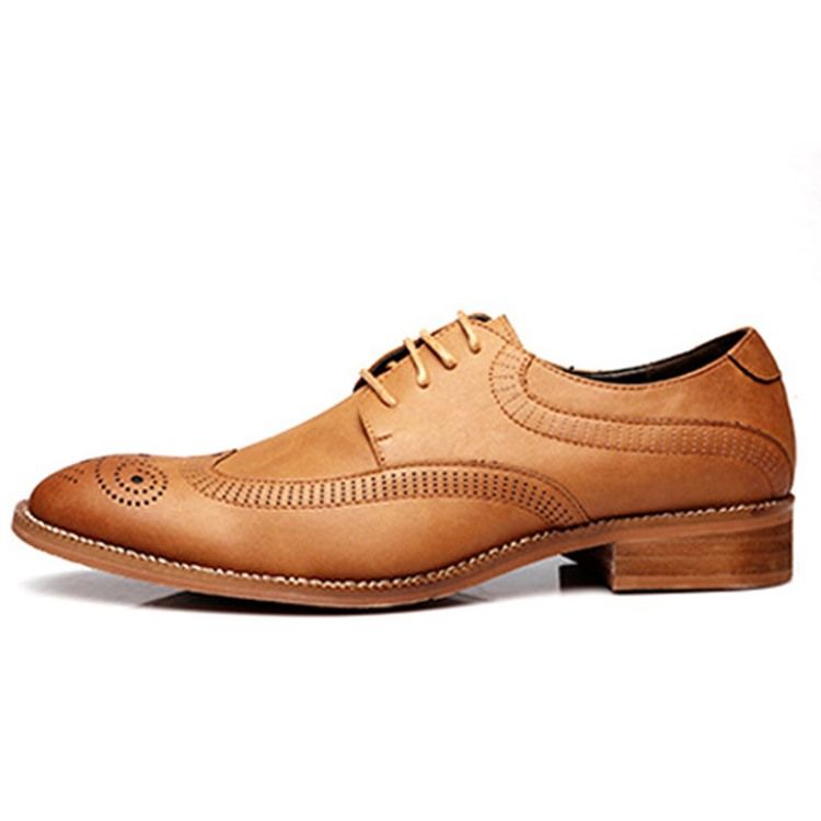 Plain Lace-up Block Heel Oxfords Til Mænd