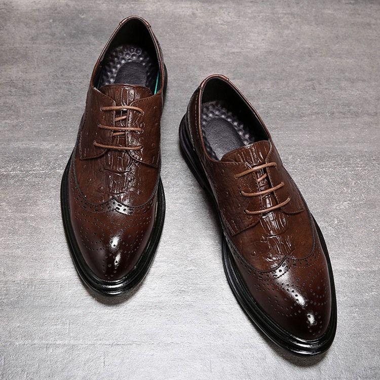 Plain Lace-up Low-cut Upper Round Toe Oxfords Til Mænd