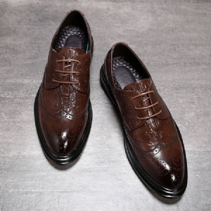 Plain Lace-up Low-cut Upper Round Toe Oxfords Til Mænd