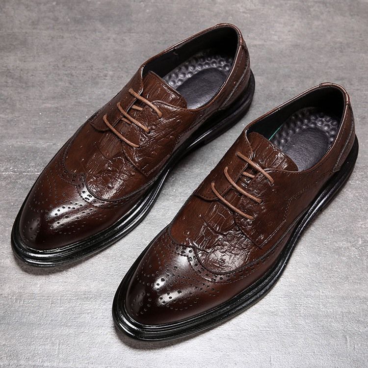 Plain Lace-up Low-cut Upper Round Toe Oxfords Til Mænd