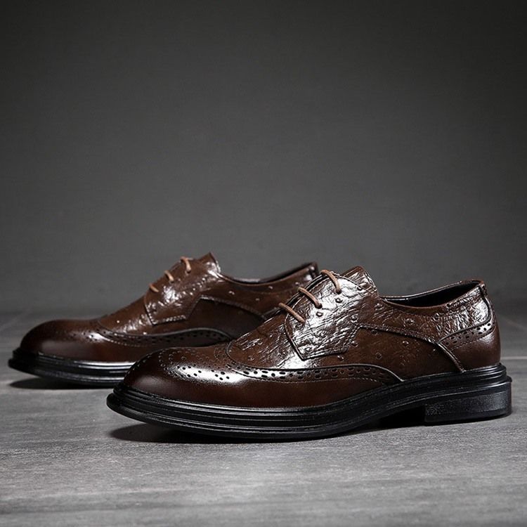 Plain Lace-up Low-cut Upper Round Toe Oxfords Til Mænd