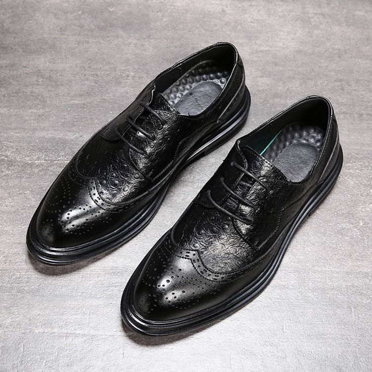 Plain Lace-up Low-cut Upper Round Toe Oxfords Til Mænd