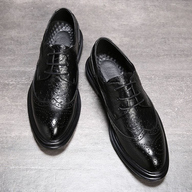 Plain Lace-up Low-cut Upper Round Toe Oxfords Til Mænd