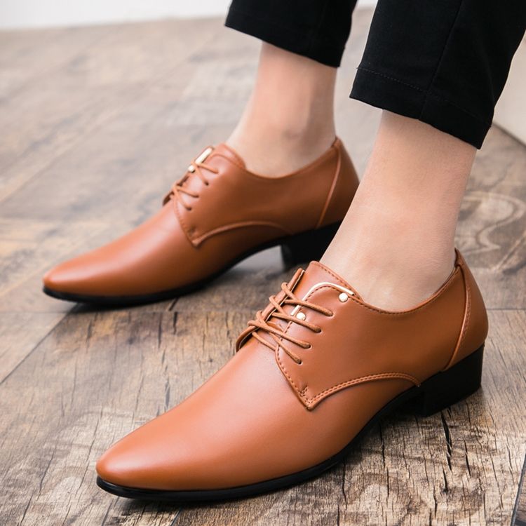 Plain Lace-up Pointed Toe Herreskjolesko