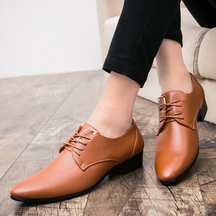 Plain Lace-up Pointed Toe Herreskjolesko