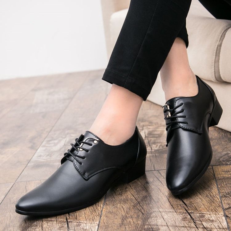 Plain Lace-up Pointed Toe Herreskjolesko