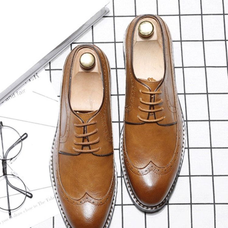 Plain Lace-up Pointed Toe Oxfords Til Mænd