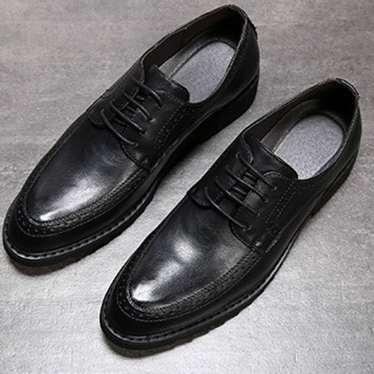 Plain Lace-up Round Toe Oxfords Til Mænd