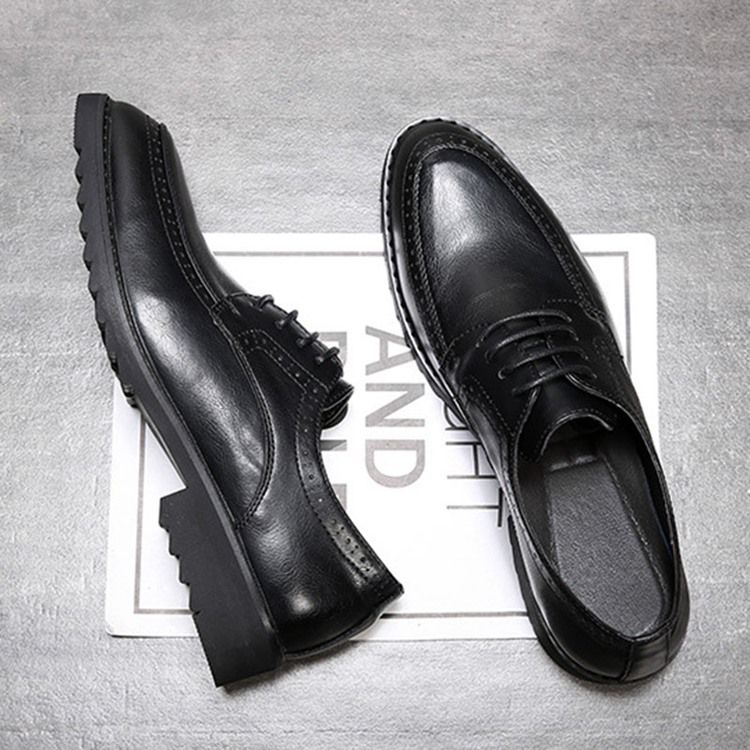 Plain Lace-up Round Toe Oxfords Til Mænd