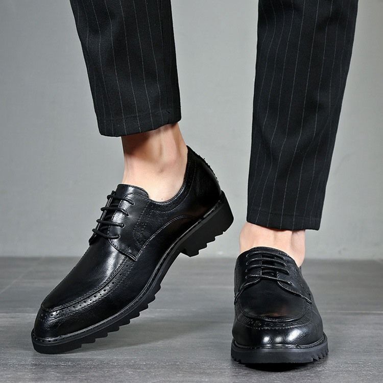 Plain Lace-up Round Toe Oxfords Til Mænd