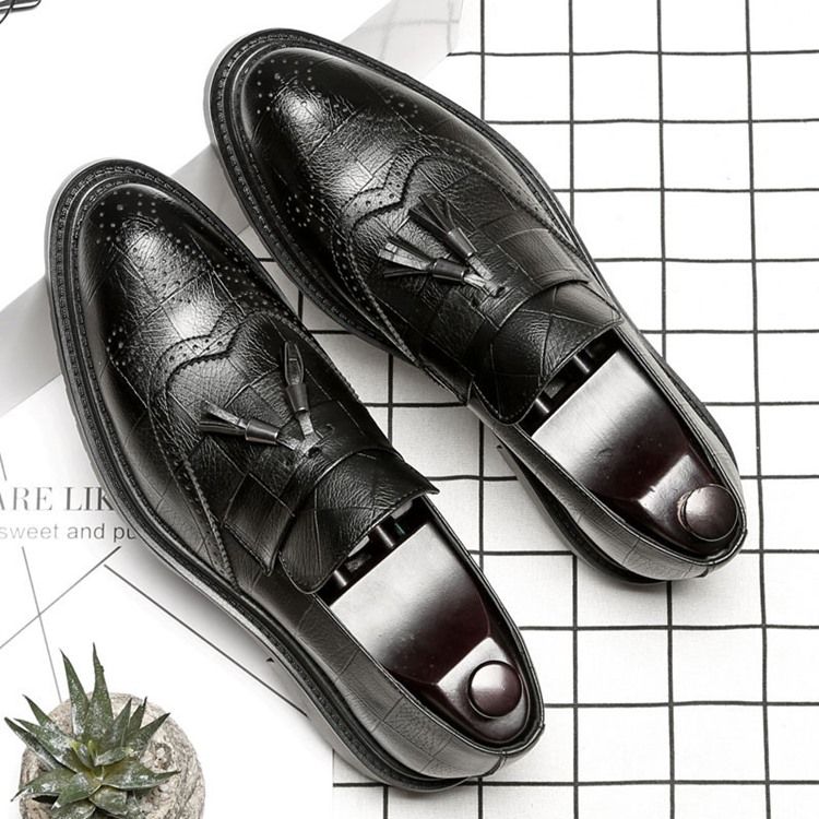 Plain Pointed Toe Low-cut Upper Slip-on Oxfords Til Mænd