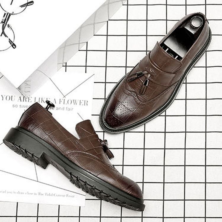 Plain Pointed Toe Low-cut Upper Slip-on Oxfords Til Mænd