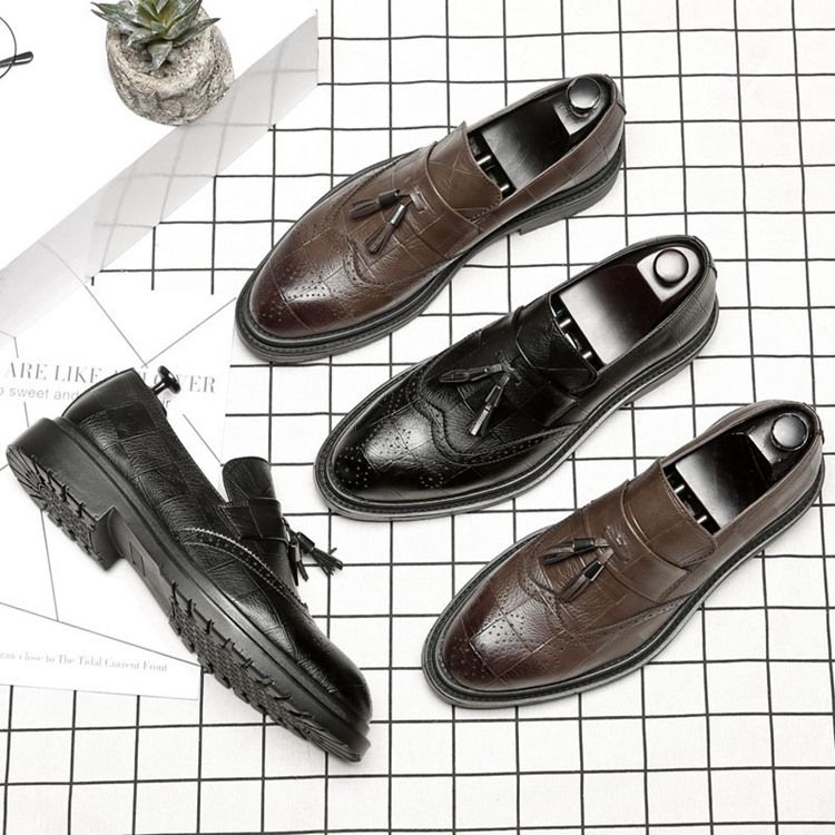 Plain Pointed Toe Low-cut Upper Slip-on Oxfords Til Mænd