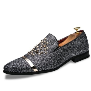 Sequin Rivet Pointed Toe Slip-on Herresko