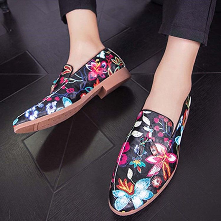 Slip-on Color Block Round Toe Herreskjolesko