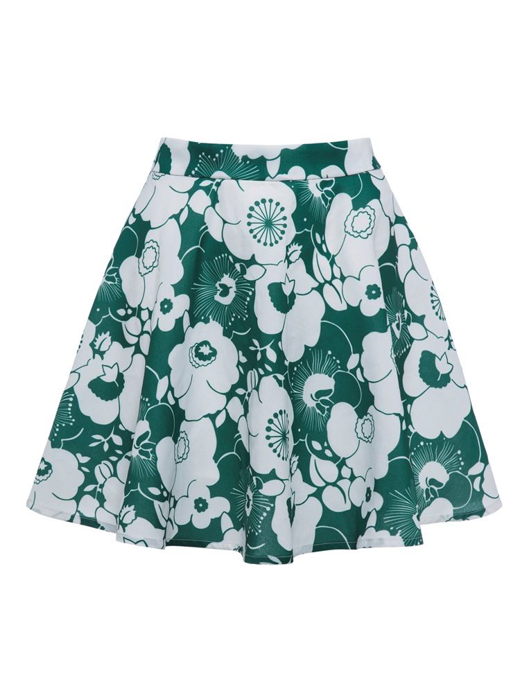 Color Block Flower Print Mini-nederdel Til Kvinder