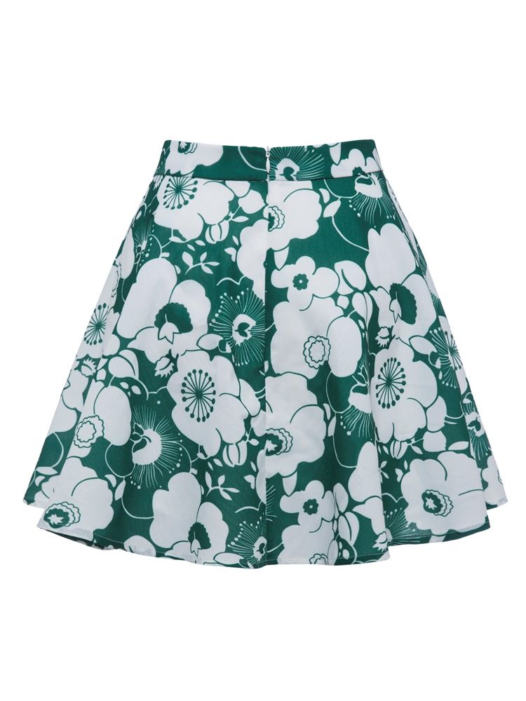 Color Block Flower Print Mini-nederdel Til Kvinder