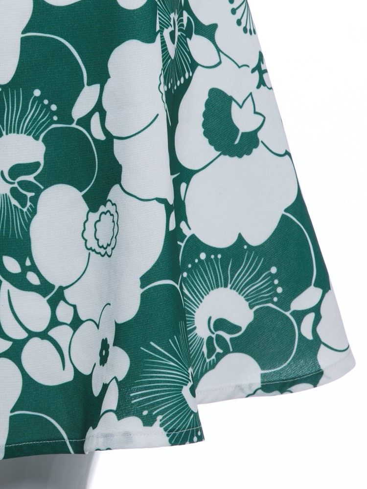 Color Block Flower Print Mini-nederdel Til Kvinder