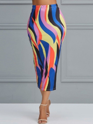 Color Block Geometric Bodycon Kvinders Nederdele