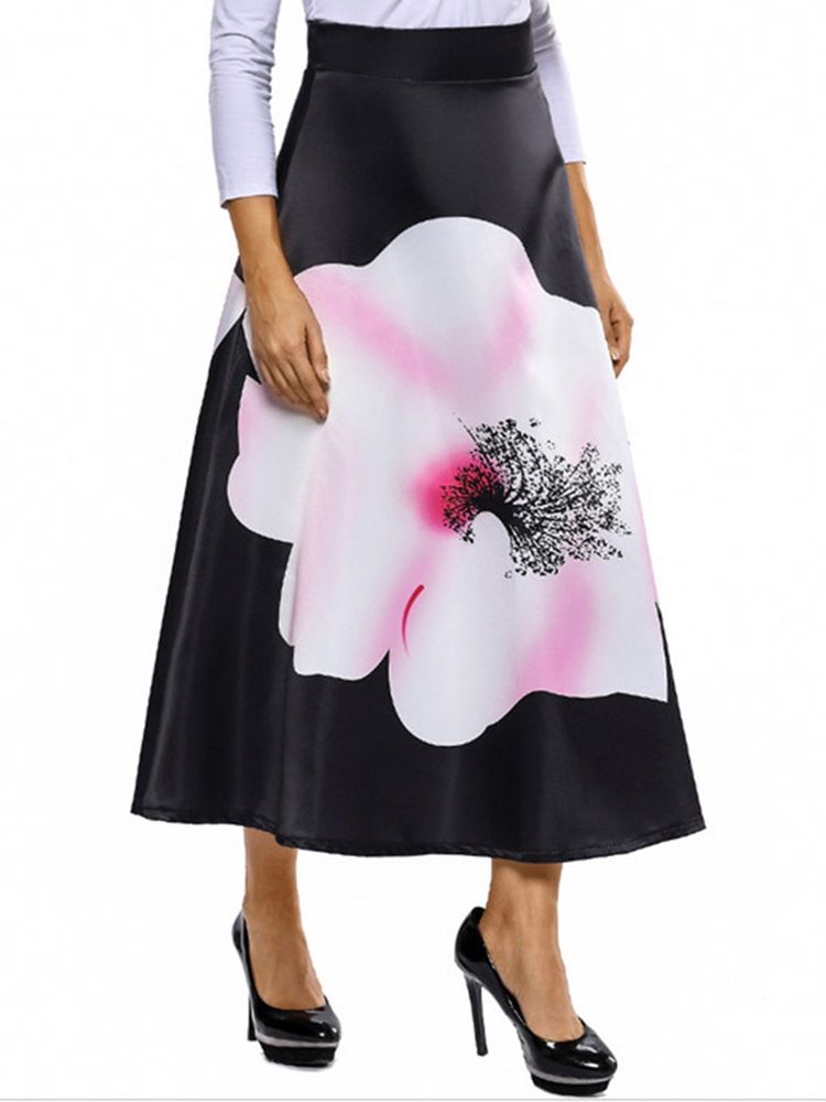 Floral Print Patchwork Women's Nederdel