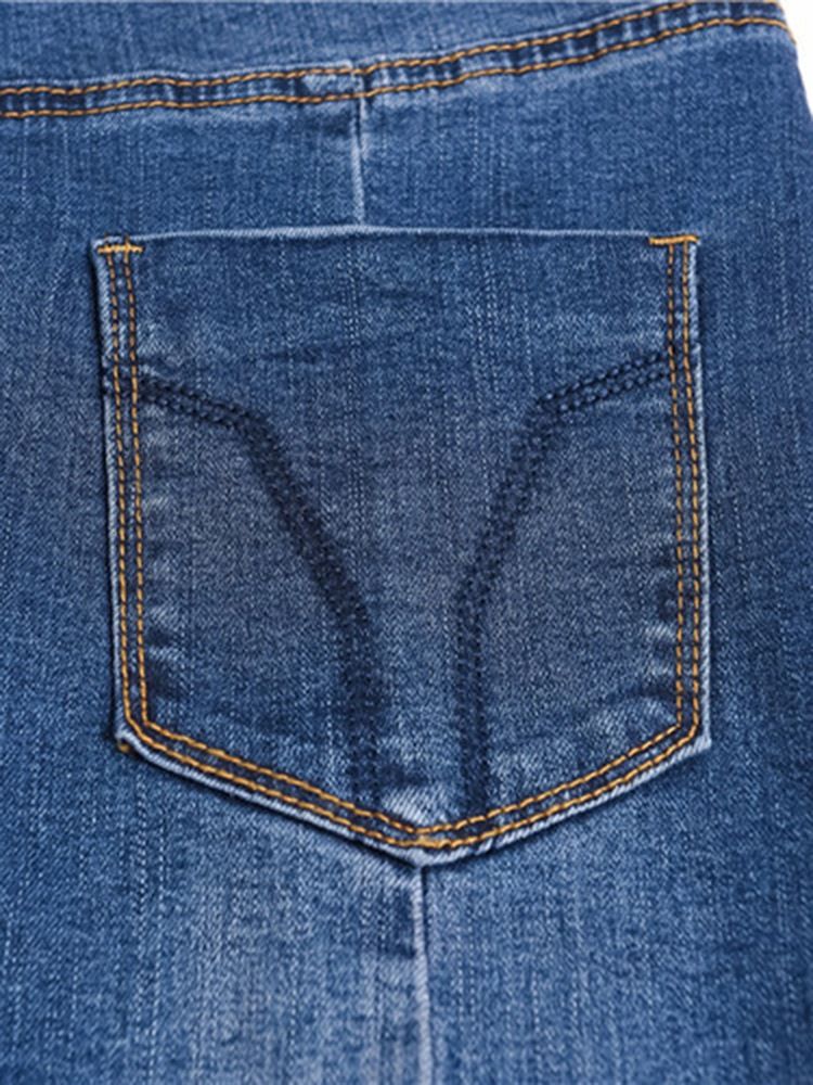 Høj Talje Ankel-længde Havfrue Knap Denim Kvinders Nederdel