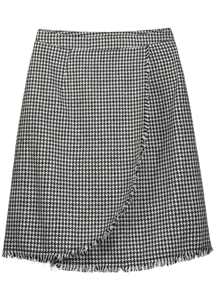 Knælængde Houndstooth Tassel Patchwork Kvinders Nederdel