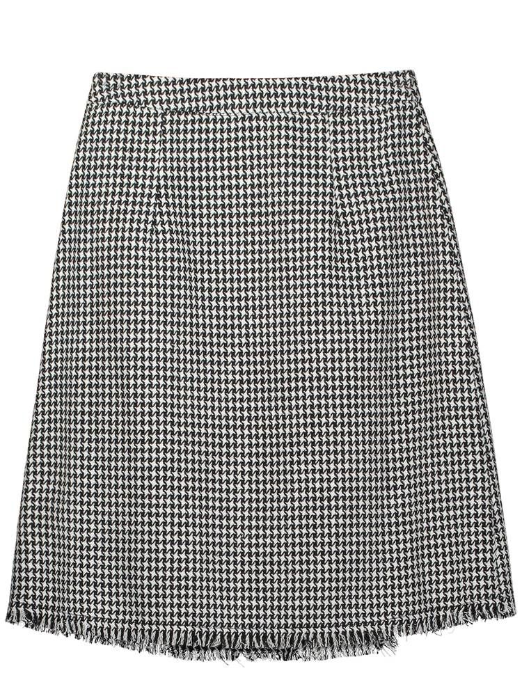 Knælængde Houndstooth Tassel Patchwork Kvinders Nederdel