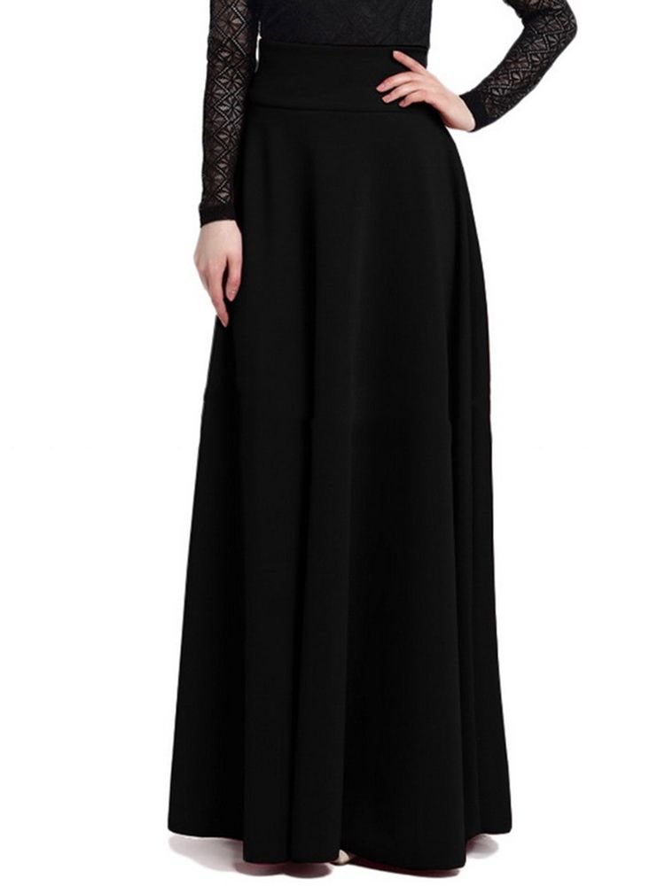 Kvinders Vintage Simple Full Maxi Nederdel