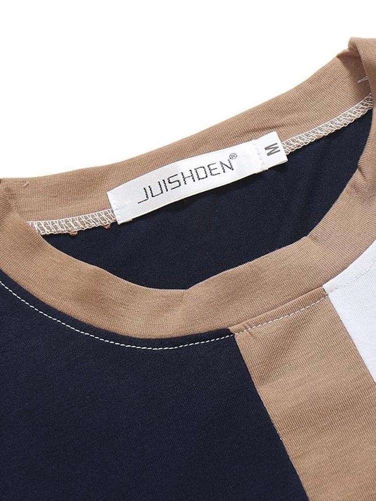 Patchwork Color Block Slim Scoop Herre Casual T-shirts