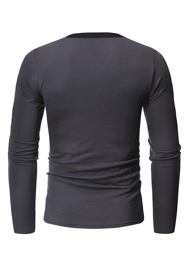 Plain V-neck Slim T-shirts Til Herrer