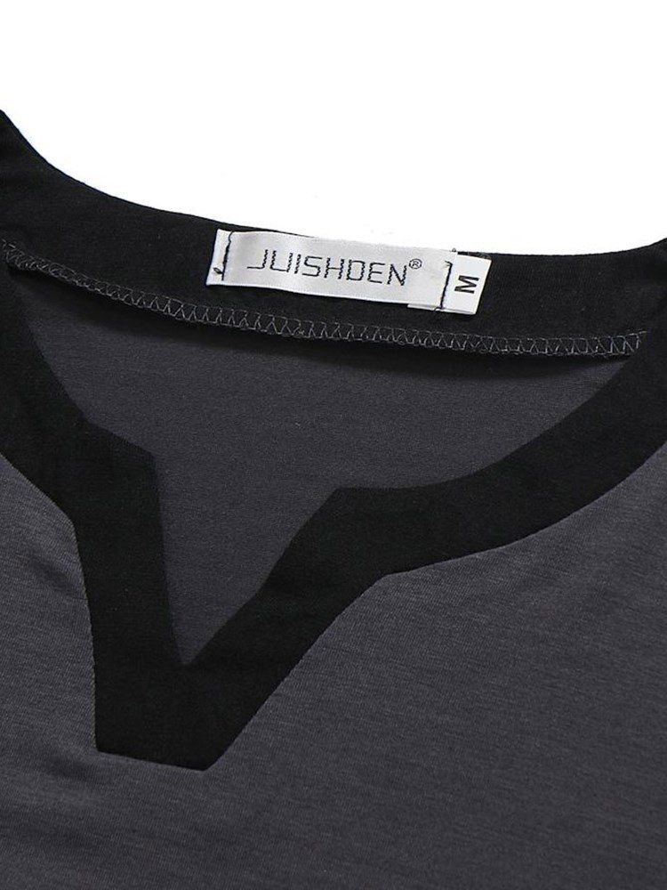 Plain V-neck Slim T-shirts Til Herrer