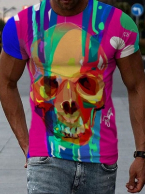 Skull Print Slim Kortærmet Herre-t-shirt