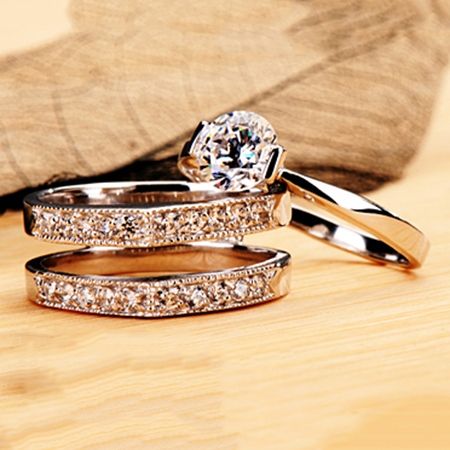 Udsøgt Otte Hjerter Otte Pile Nscd Diamond Engagement Wedding Ring Set