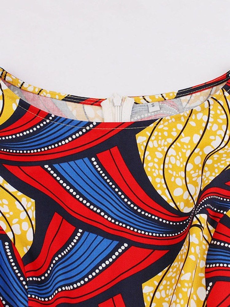 Asymmetrisk Print Bowknot Women's Dress