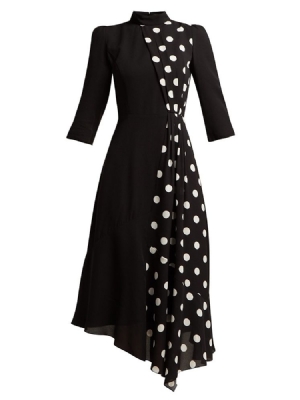 Kvinder Polka Dots Color Block Asymmetrisk Pullover Kjole