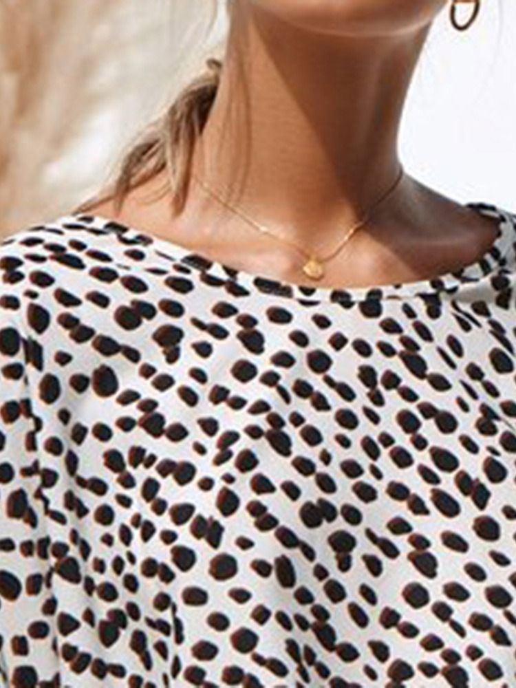 Kvinders Afslappet Mid-kalv Rund Hals Leopard Asymmetrisk Kjole