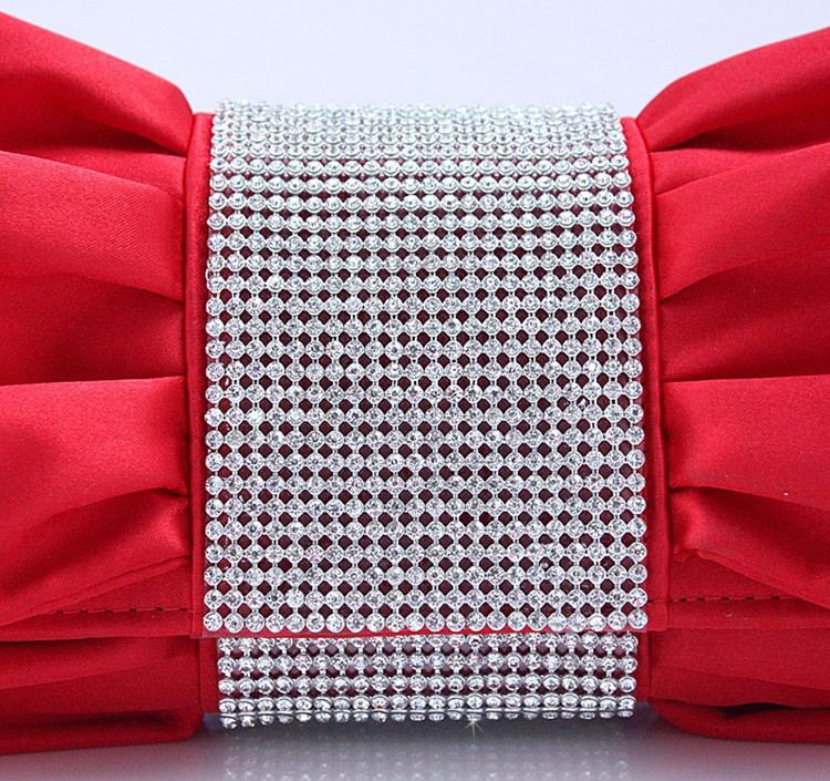 Dejlig Rød Med Rhinestones Evening Handbag Clutch