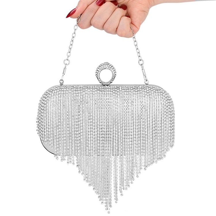 Fringe Rhinestone Alsidige Rektangelkoblinger Aftentasker