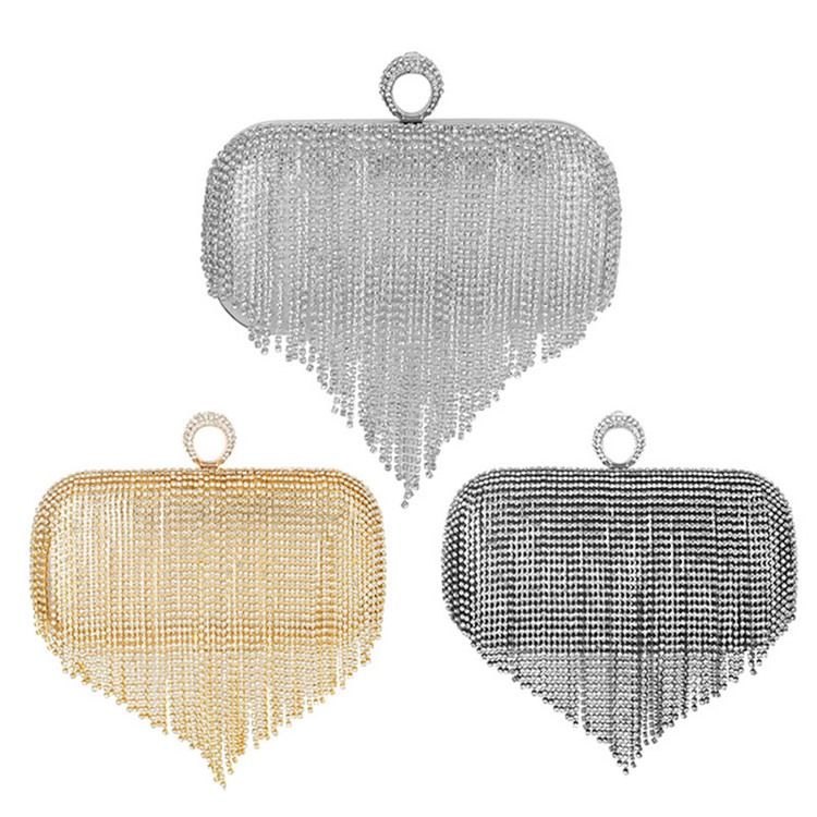 Fringe Rhinestone Alsidige Rektangelkoblinger Aftentasker